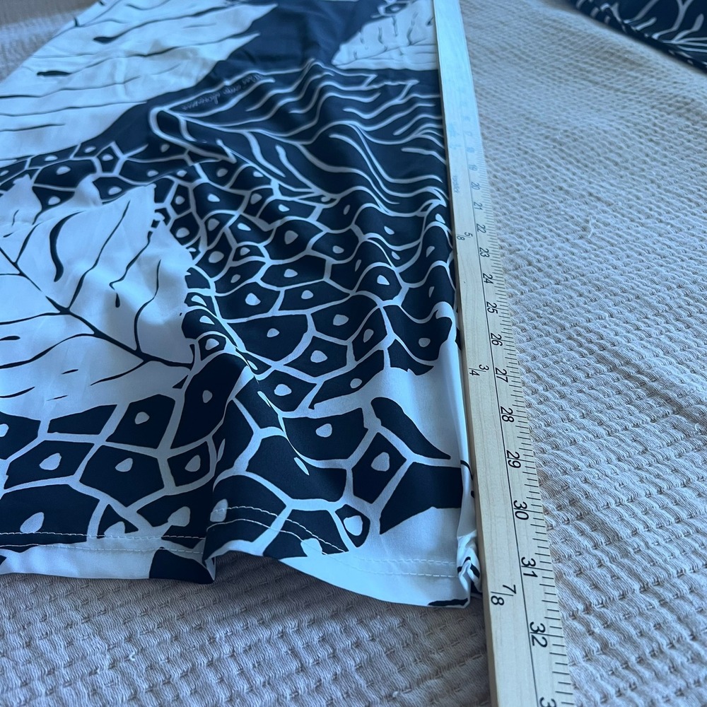 WAI ONO DESIGNS Wide Leg Pants Women Medium Black White Tropical Leaf‎ Hawaiian - Picture 10 of 11